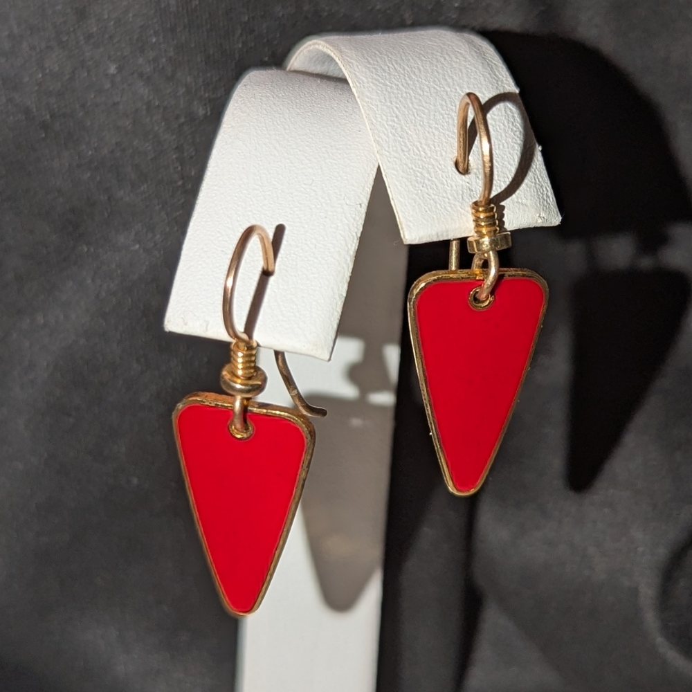 Laurel Burch Red and Gold Geometric Earrings